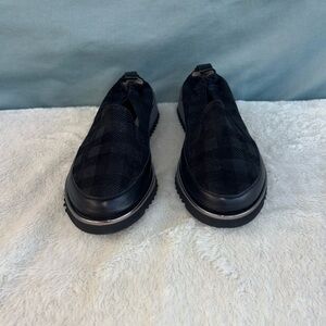 NWOT Ron White Women's Naverina Slip on Sneakers Loafes Sz 37 Tartan Plaid Black